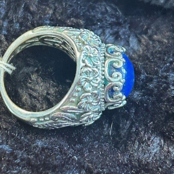 Karis collection Lapis Silver toned ring marked with STS - Picture 3 of 5